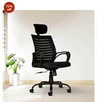 CELLBELL Desire C104 Mesh High Back Ergonomic Office Chair for Work from Home Metal Base Seat Height Adjustable Chair, Study Chair, Revolving Chair, Computer Chair- Black