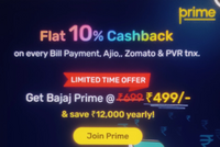 Bajaj Prime membership - 10% cashback on Bill Payments (Limited period offer)