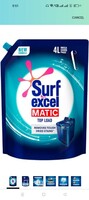 Surf Excel Matic Top Load Liquid Detergent 4L Refill Pouch @469