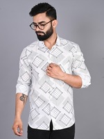 Shirt Casual Slim Fit Geometric Printed Spread Collar - FUBAR 