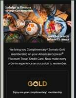 Amex - Free one year Zomato Gold