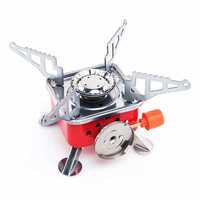 Cluemart Gas Stove Camping Stove Folding Furnace 2800W Outdoor Stove Picnic Cooking Gas Burners Backpacking Furnace Butane, Red,Aluminium