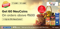 TataNeu × BBNow | Get 60 Neucoins back on Min Order ₹600 (7AM-11AM, 18th-22nd Nov)