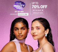 The Beauty Sale (23-25 Nov) - Upto 70% off + 10% off on South Indian Bank card