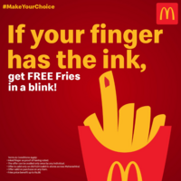 Free Fries at All McDonald's (Maharashtra) on Showing Voted Finger 