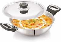 ANJALI FPKD22 Stainless Steel Pro Kadai with Stainless Steel Lid 2 LTR Induction and Gas Stove Base