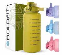 Boldfit Gym Gallon Bottle, 2 Litre Water Bottle for Gym Workout, Motivational Sipper Bottle for Adults, Gallon Gym Water Bottle, Fitness for Men & Women 2 Litre Gallon - (Army Green, Plastic)