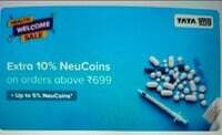 Tata neu × 1mg - Extra 10% Neucoins upto Rs.120 on minimum purchase of ₹699 [User Specific, 20-21 Nov 2024]