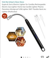 Gupta & Son's Electric Lighter ( FREE Delivery) for Candles Rechargeable Electric Gas Lighter Home Use Candle Lighter Plasma Flameless Windproof USB Lighter 360° Flexible Neck Arc Lighter (Multicolor)