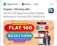 Bajaj Finserv : Get Flat 100 Bajaj coins after complete 3 times Mobile Recharge of Rs.10