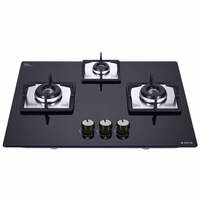 Apply 1000 coupon - Elica Hob 3 Italian Burner Auto Ignition Glass Top - 2 Medium Lotus And 1 Small Lotus Burner Gas Stove (Flexi Hct 360 Dx Lotus Bk), Tempered Glass, Black