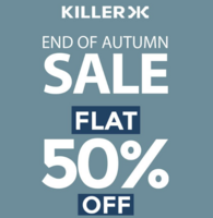 Killer Jeans - End of autumn Sale - Flat 50% off + Additional 5% off on Prepaid + Free Perfume 