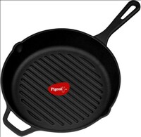 Pigeon by Stovekraft Cast Iron Grill Pan, 25 cm | Enamel Coated | Luxurious Mirror Finish | Toxin-Free | Deeper Grill Lines | Perfect Browning | Cook with Style, Elegance & Comfort