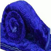 LA VERNE Self Design Double Mink Blanket for Heavy Winter  (Woollen Blend, Blue)