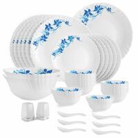 Cello Opalware Dazzle Series Blue Swirl Dinner Set, 35 Units [Apply ₹250 Off Coupon + Collect Offer]