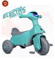 Kidsmate E-Ride 3 in 1 Electric Tricycle for Kid, Battery Operated Ride On Toy Baby Bike with Light & Music | Rechargeable Battery Electric Bike for Kids to Drive 1 to 4 Years - Sea Green