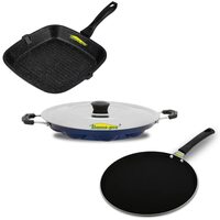 Home-Pro - Grill Pan, Dosa Tawa Black & Appam - Combo Pack of 3