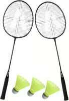 Lesser Single shaft light weight badminton racquet set of 2 with 3 nylon shuttle Badminton Kit