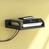 Home Sparkle Engineered Wood Set Top Box Stand Wall Mount for Home Wall Shelf for Holding Speakers WiFi Router Game Console Remote Streaming Device (Black)