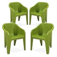 Supreme Furniture Futura Plastic with-Arm Chair Suitable for Home, Office, Garden, Living Room, Cafeteria, Restaurant, Hotel, Resort, Indoor & Outdoor(Set of 4, Mehandi Green)