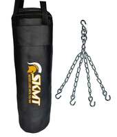 SKMT Punching Bag, Boxing Bag, Karate Bag, Unfilled Black Synthetic Leather Boxing Punching Bag with Hanging Chain (Bag Size 36")