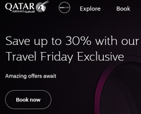 Qatar Airways Travel Friday Exclusive- Save Up to 30% Off 