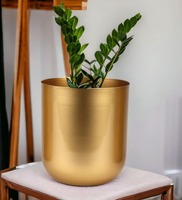 Rose Bowl Round Gold Metal Desk Pot