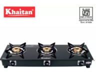 Khaitan - Black Glass Manual Gas Stove 3 Burners 