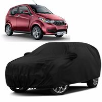 Sulfar 100% Water Resistant Car Body Cover Compatible with Mirror for Mahindra e2o (Triple Stitched, Full Bottom Elastic, Black)