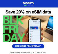 Black Friday - Save 20% on eSIM data