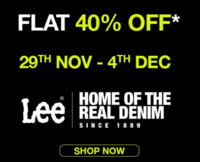 Lee Black Friday Sale- Upto 50% off + Extra 10% off + Additional 5% off on Prepaid orders