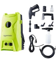 Amazon Basics Car Pressure Washer, 1400W, 110 Bar, Max Flow Rate - 6.5Litres/Min, Ideal for Car Bike & Home Cleaning, Green and Black (Without Inlet Pipe)