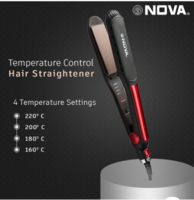 NOVA NHS-982/00 Temperature Control Professional Hair Straightener - Black & Red (Account Specific)