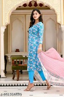 Anni Designer Women's See Green Straight Floral Printed Kurta