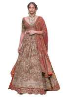 Women's Olive Green Raw Silk Handworked Lehenga