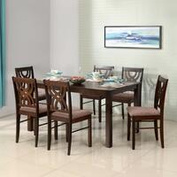 @home by Nilkamal Alice Solid Rubber Wood Dining Table 6 Seater