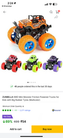 ZUNBELLA 4WD Mini Monster Friction Powered Trucks for Kids with Big Rubber Tyres