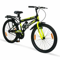 VESCO Envy Black City Bike/Cycle 26T with Inbuilt Carrier | Rigid Supsension | 17 Inch Frame | Cycle for Boys/Men Road Cycle (Single Speed)