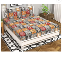 VAS COLLECTIONS - 160 TC Cotton Double Abstract Flat Bedsheet  (Pack of 1)
