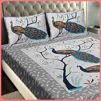 100% Cotton Double Bedsheet  King Size Traditional Jaipuri Bedsheet with 2 Pillow Covers - Multi61100% Cotton Double Bedsheet for Double Bed King Size Traditional Jaipuri Bedsheet with 2 Pillow Covers

