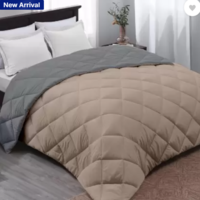 Snowink Geometric Double AC Blanket for AC Room  (Polyester, Grey and Taupe)