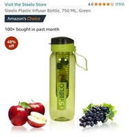  Steelo Plastic Infuser Bottle, 750 ML, Green 