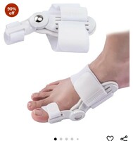 TECNOVIQ Bunion Corrector for Women Men, Orthopedic Toe Straightener Splint with Fracture Support and Pain Relief, Adjustable Design for Right/Left Foot Alignment (White - 1)
