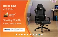 Amazon - Green Soul Brand Days [Dec 4- 5]  Chairs & desk and More + Bank Offers