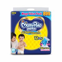MamyPoko Pants : All Night Absorb Baby Diapers Large (L), 66 Count 9-14 kg