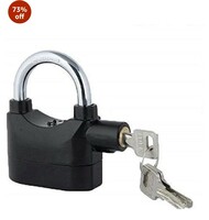 Velveeta Polished Universal Security Alarm Lock System | Waterproof Black Anti-Theft Siren 110dba Alarm Anti Padlock for Motor Bicycle|Bike|Door Window|Battery Thickened Shackle Padlock - Black