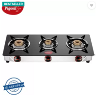 Pigeon Popular Cooktop Glass Manual Gas Stove  (3 Burners)