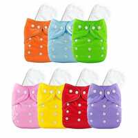 Flere Reusable Baby Cotton Cloth Diapers - Adjustable & Washable with Insert Pads for 0-3 Years | Soft, Waterproof & Eco-Friendly (Multicolor, Pack of 1)
