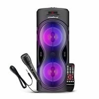 Krisons Cylender 4" Double Woofer 40W Multi-Media Bluetooth Party Speaker with Wired Mic