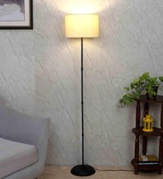 Off White Cotton Shade Club Floor Lamp Iron Base